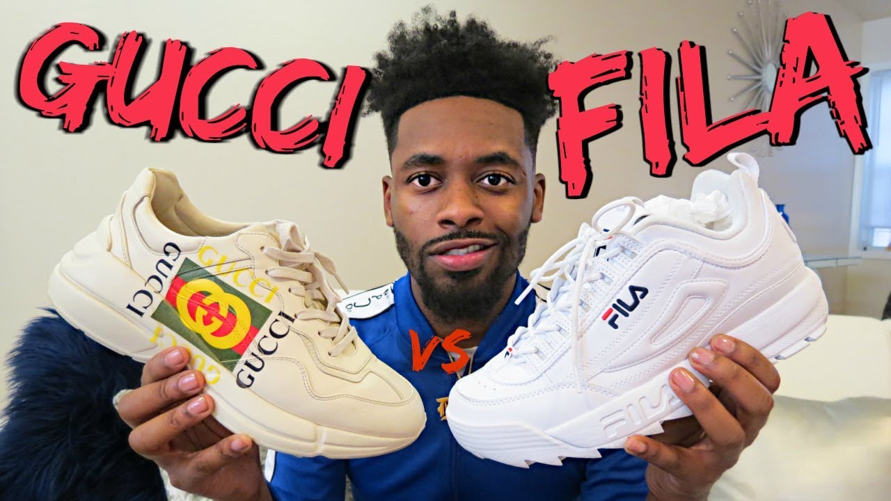 GUCCI RHYTON SNEAKER VS FILA DISRUPTOR + DAD SNEAKER SHOWDOWN - YouTube