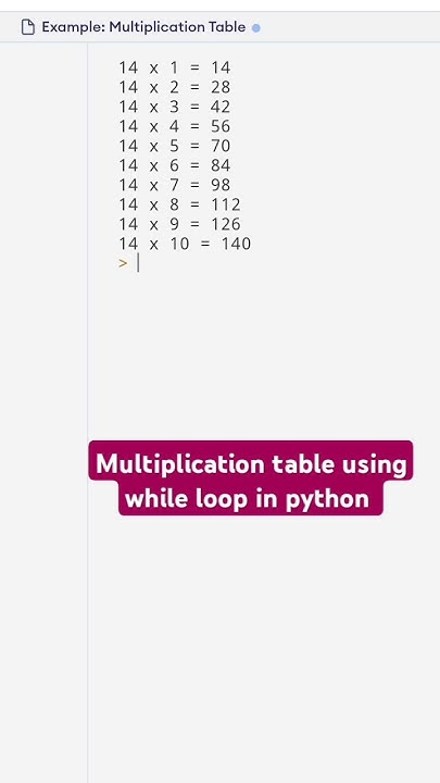 Multiplication Table using while loop in python @ctutorialbynaziasohail ...