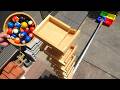 Marble Run. Handmade wooden high-rise tower & 3 rail tracks.