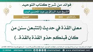 [843] معنى القذة في حديث (لتتبعن سنن من كان قبلكم حذو القذة بالقذة..) - الشيخ عبد الرزاق البدر