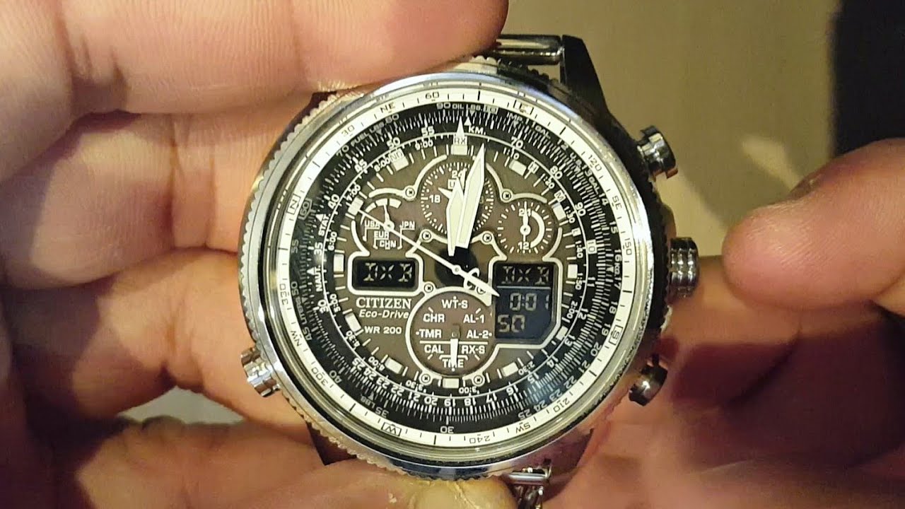 How to set Analog and Digital Dual Time Citizen Radio Controlled Navihawk  Skyhawk (Caliber U68*) - YouTube