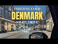 Freezing Cold Night Drive in Denmark 🇩🇰 | Aalborg Winter POV Car Window View
