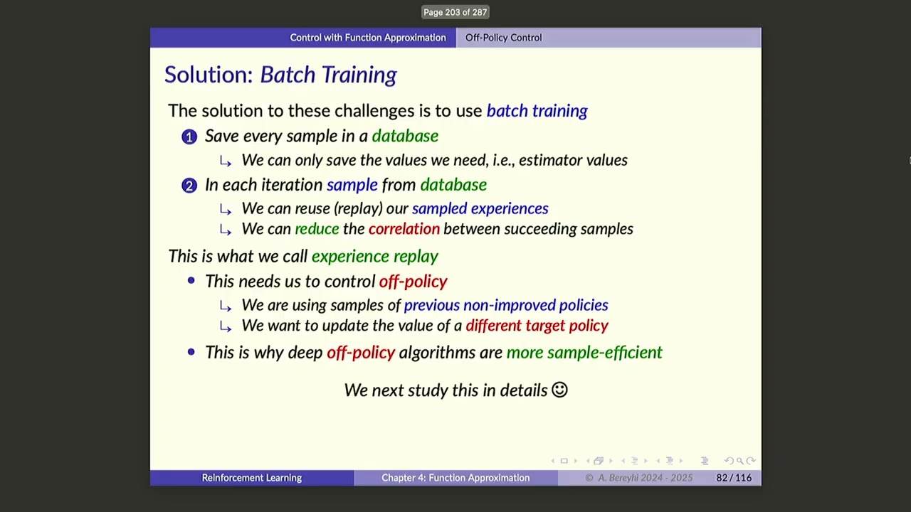 UofT RL Course - Lecture 41: Experience Replay in DQL