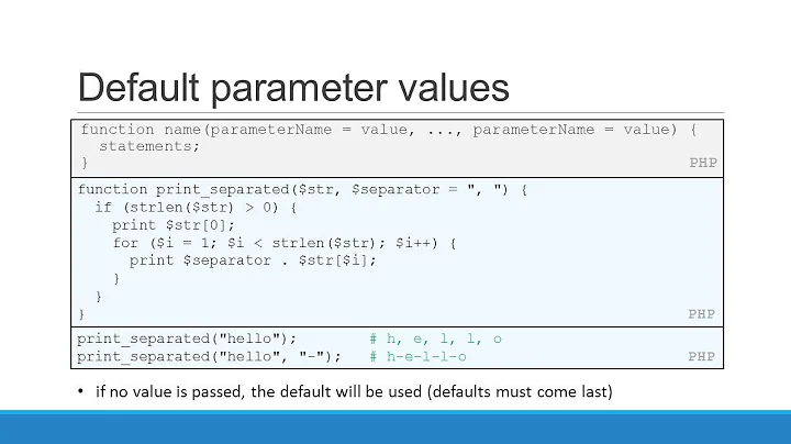 PHP-Setting Default Values for Function Parameters