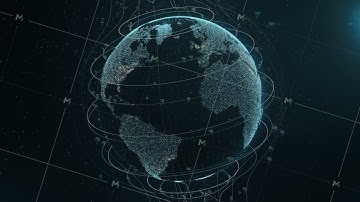 Animated digital grid and lines over rotating 3D big data Earth