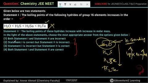 Given below are two statementsStatement I : The boiling points of the following hydrides of group 1t