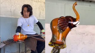 Crafting a Beautiful Glass Elephant: A Masterpiece in the Making 🐘✨  | Liulige