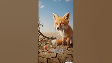The fox 🦊 saved the pomegranate plant ☘️ from drying up by watering it #ai #aishorts #shorts