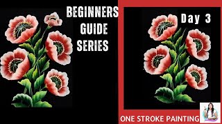 Beginners Guide| Simple Flower in One Stroke Painting  | Day 3