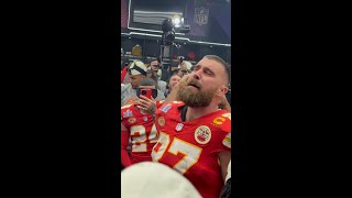 Travis Kelce leads ‘We are the Champions’ sing along after Chiefs beat 49ers in Super Bowl