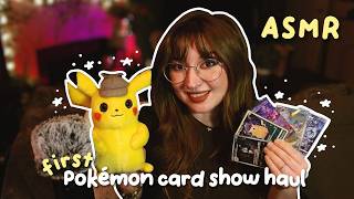 ASMR my FIRST Pokémon card show HAUL 💫 (tracing + tapping + close whispers)
