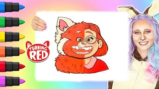 Colouring TURNING RED Mei Mei and Red Panda as ONE | Turning Red Colouring Book | Paint Markers