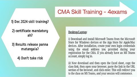 CMA Skill training full details in tamil #cma #video #saptraining #certificate #exam