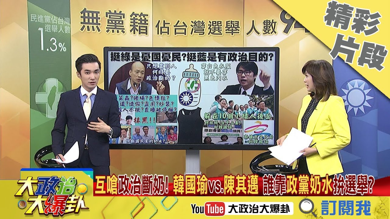 【精彩】高雄奶瓶大戰！10綠委助陣陳其邁v.s.韓國瑜自籌滷肉飯　到底誰靠政治奶水拚選舉？ 時事大家談