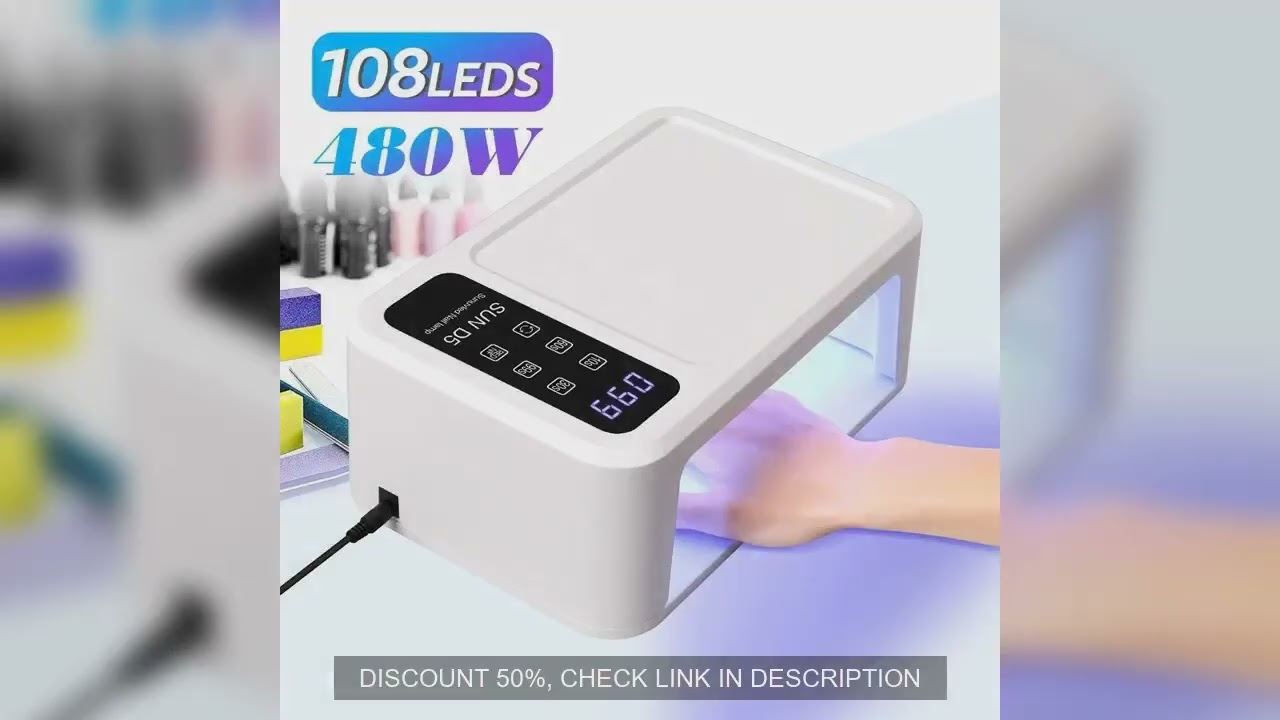 480W UV LED Lamp for Nails 108 LEDs Nail Dryer with Red Light Whitening Mode Large Space Manicure La