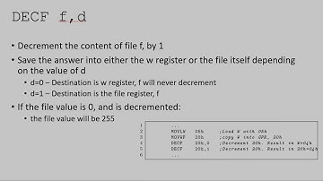 The INCF, DECF, CLRF and CLRW instructions for the PIC16 micro