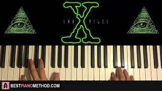 Video thumbnail of "HOW TO PLAY - THE X FILES THEME SONG (ILLUMINATI) (Piano Tutorial Lesson)"