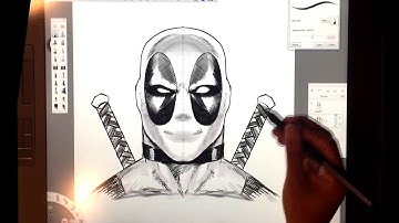 Drawing Deadpool with Sketchbook Pro on a Wacom Cintiq Tablet