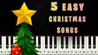Download Lagu 5 Easy Christmas Songs | SLOW BEGINNER PIANO TUTORIAL MP3