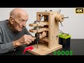 100 Year Old Man Invents Woodworking Bench Drill From Ancient 12v Motor 