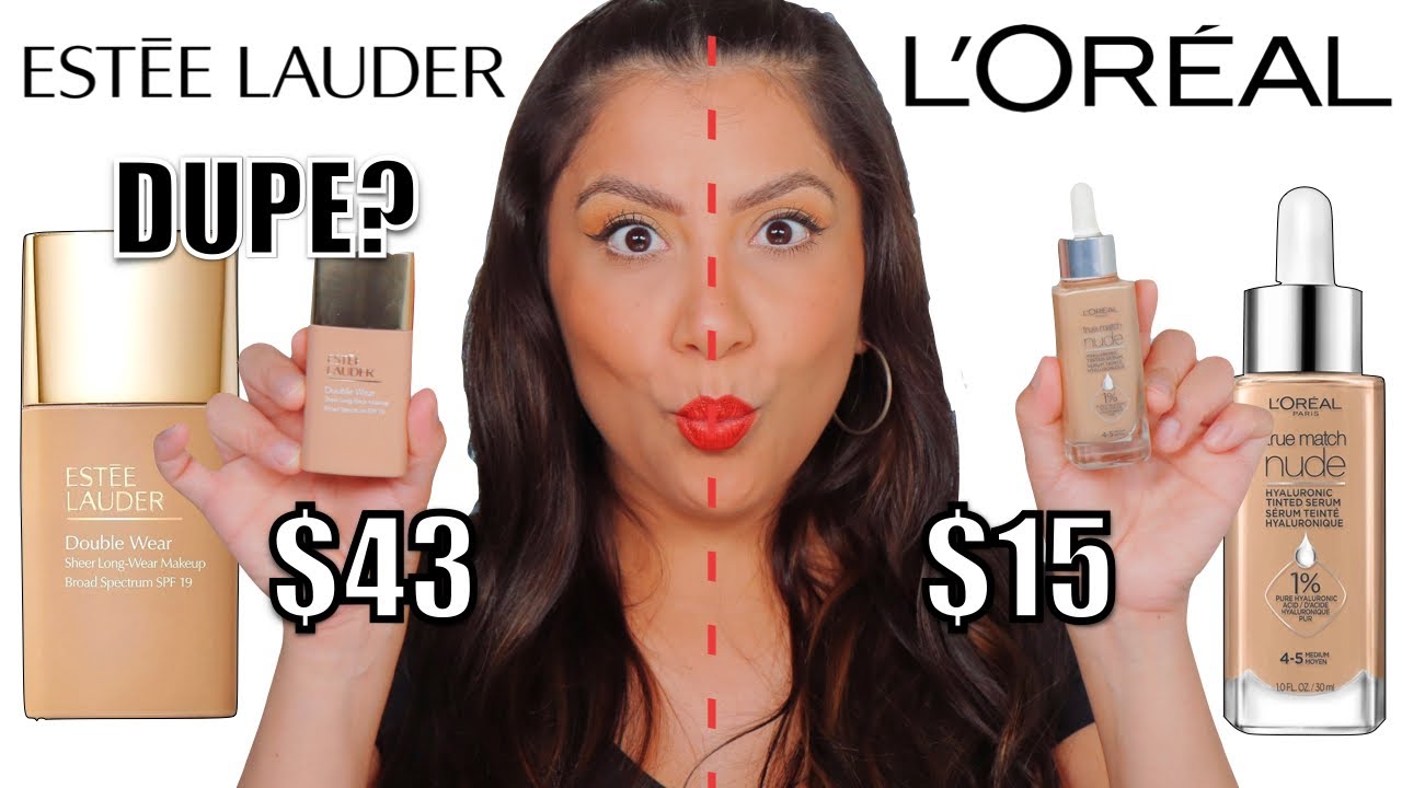 DUPE?L'OREAL TRUE MATCH SERUM VS ESTEE LAUDER DOUBLE WEAR SHEER + ALL DAY WEAR TEST *oily skin* | MJ - YouTube