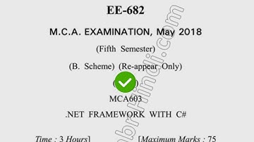 2018 Dcrust MCA 5th Sem Reappear  Net Framework with  C# Question Paper