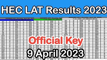 HEC Law Admission Test LAT official Answer Key, LAT Answer key of 9 April 2023, LAT 2023