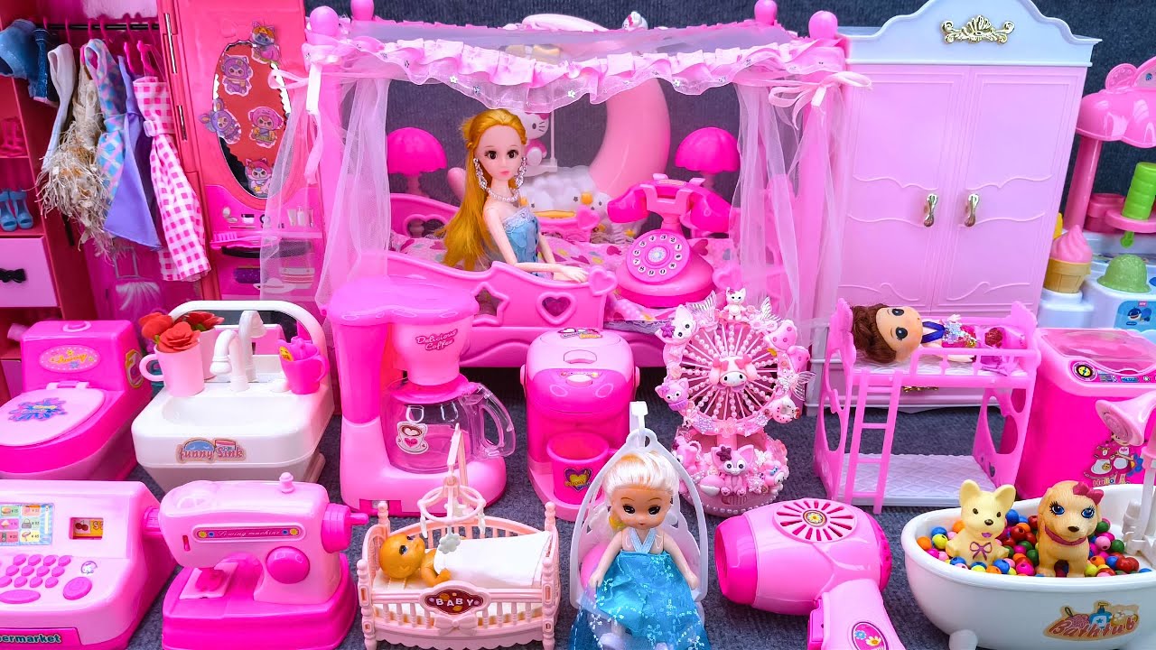 20 Minutes Satisfying with Unboxing Barbie Princess Bed ＆ Bedroom Collection Toys Review | ASMR