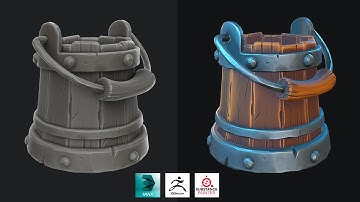 3ds Max, Zbrush, Substance Painter - Stylized Wooden Bucket