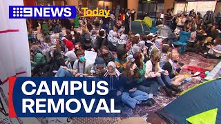 Police approved to escort Pro-Palestine protesters off Melbourne campus | 9 News Australia