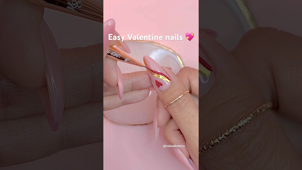 Easy Valentine nails #easynailart #valentinenails #nailart #nails #lovenails #stepbystepnailart