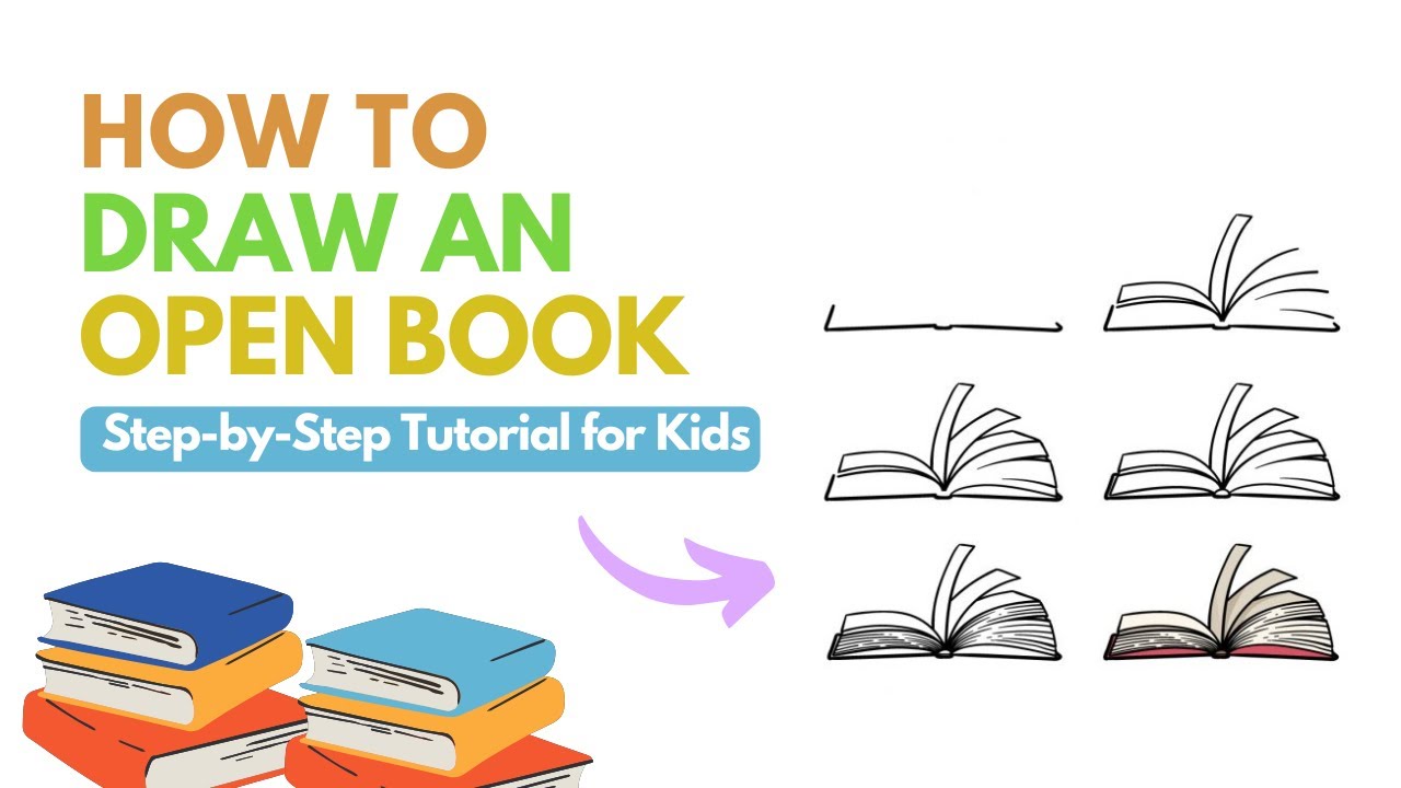 How to Draw an Open Book π | Step-by-Step Drawing Tutorial for Kids & Beginners