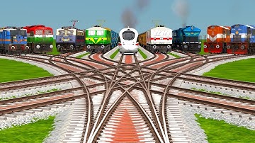 NINE RAILGADI CROSSING AT BUMPY DIAMOND RAILROAD CROSSING TRACKS | Beamng Drive | train simulator 