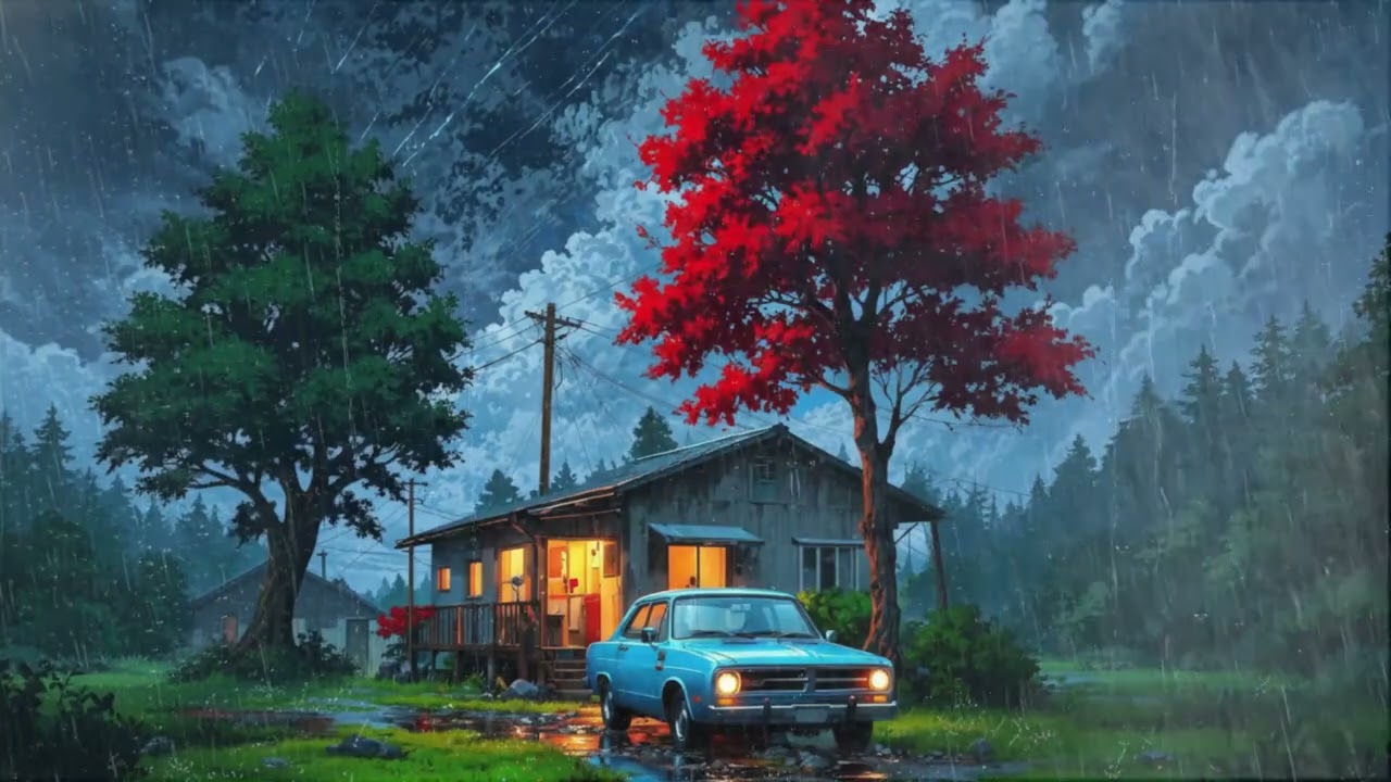 Relaxing Heavy Rain & Thunder Sounds ⛈️ Inside a Car 🚐 — Deep Sleep & Calm Night Ambience