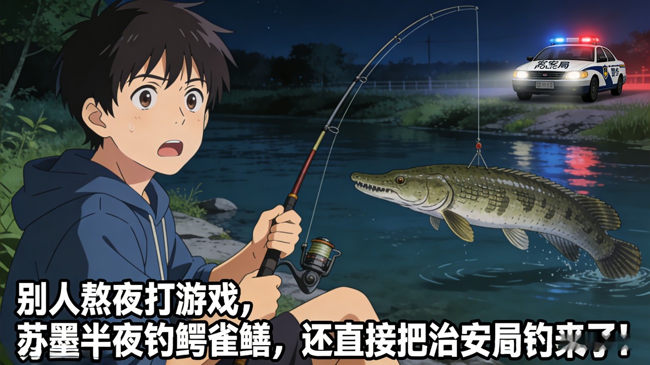 别人熬夜打游戏，苏墨半夜钓鳄雀鳝，还直接把治安局钓来了！#重生 #穿越 #小說推薦 #小說 #逆襲 #玄幻小說 #玄幻文 #都市小說 #年代小說 #修仙 #種田文 #種田小說 #劇情 #動漫 #漫畫