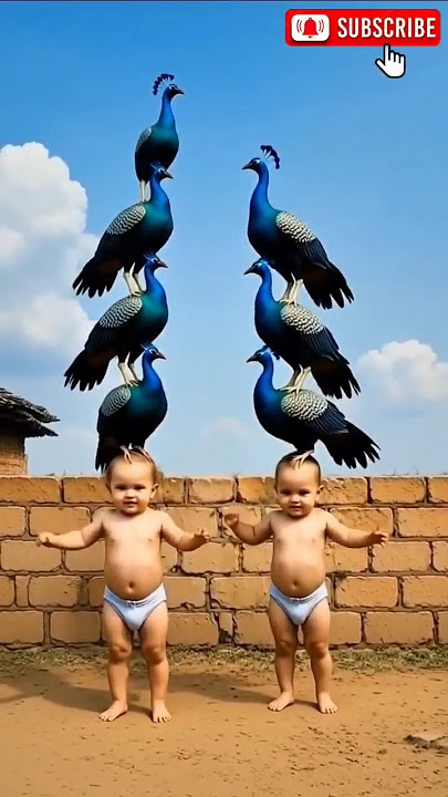 You Won’t Believe 10 Peacocks Landed on Baby’s Head! 😱🦚 #shorts