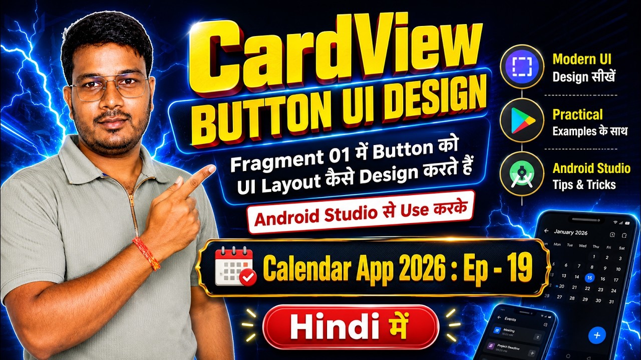 Ep - 19 | Calendar App 2026 Tutorial | || CardView Button UI Design ...