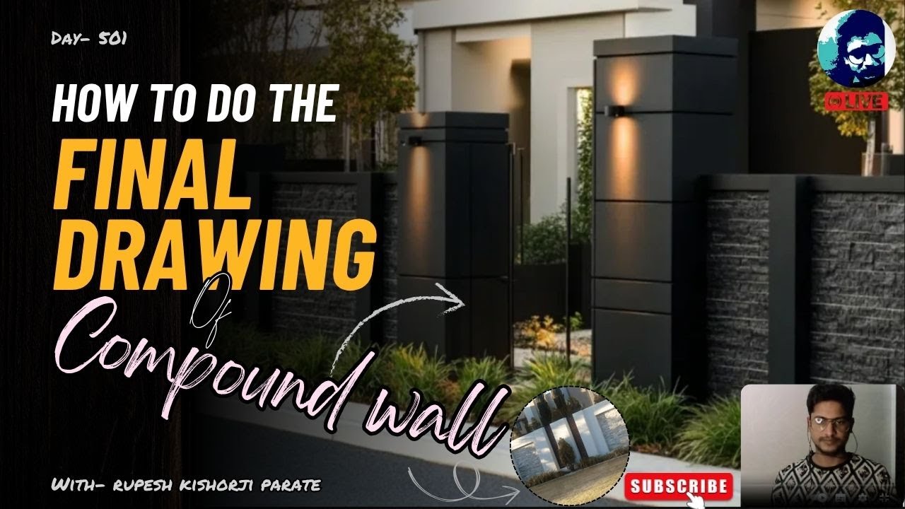 Final Compound Wall Drawing for Bungalow | Architectural Working ...