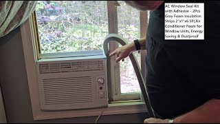 AC Window Seal Kit with Adhesive 2Pcs Gray Foam Insulation Strips 2"x1"x6.5Ft,Air Conditioner Foam