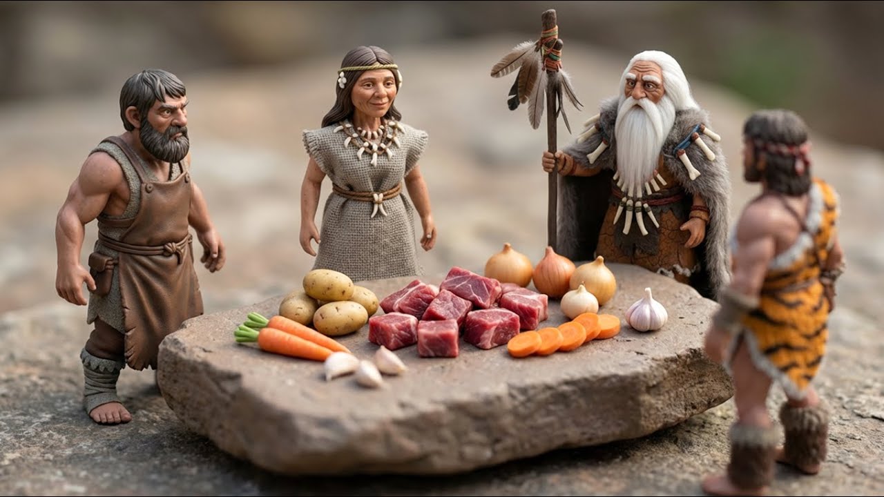 Cozy Prehistoric Beef Stew Cooking Journey | Ancient Tiny Tribe