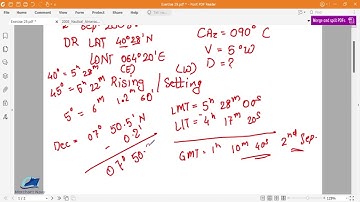 Exercise 29 | Azimuth of Rising & Setting Sun | Merchant Navy