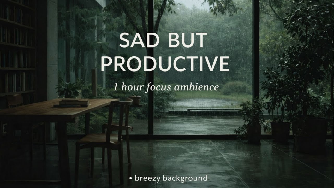 Sad Productivity | Rainy Focus Background (1 Hour)