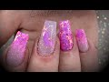 Acrylic nails - pink glitter set