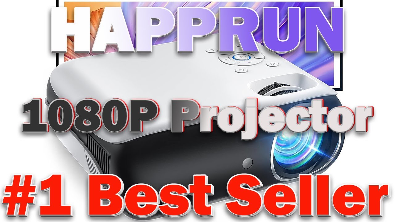 HAPPRUN Projector, Native 1080P Bluetooth Projector with 100''Screen, 9500L  Portable Outdoor Movie Projector Compatible with Smartphone