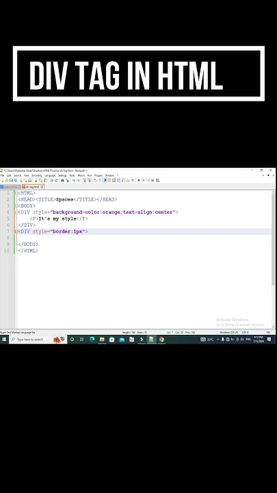 Div tag in html | how to divide web page in sections #shortvideo # ...