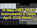 14 Best New FREE Effect Plugins, Vst Instruments, Samples &amp; Plugin Deals - APRIL 2026 Week 1