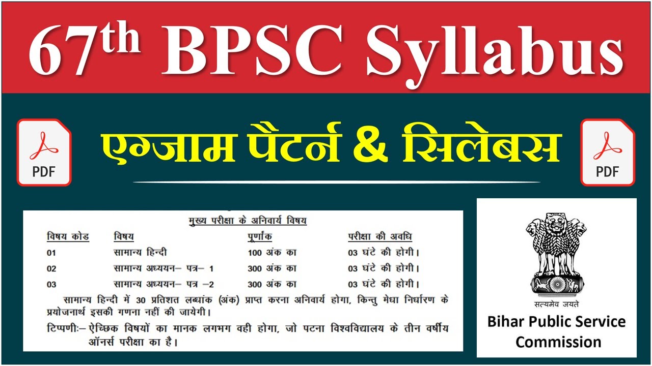 BPSC 67th Syllabus in Hindi | BPSC 67 Syllabus 2022 | BPSC 67 ka ...