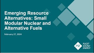 Puget Sound Energy (PSE) 2.27.2024 Integrated Resource Plan (IRP) Public Engagement Webinar