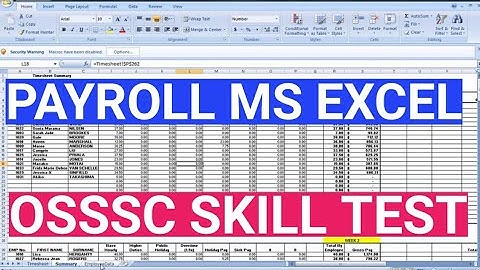 SALERY SHEET MS EXCEL SKILL TEST FOR OSSSC JUNIOR CLERK