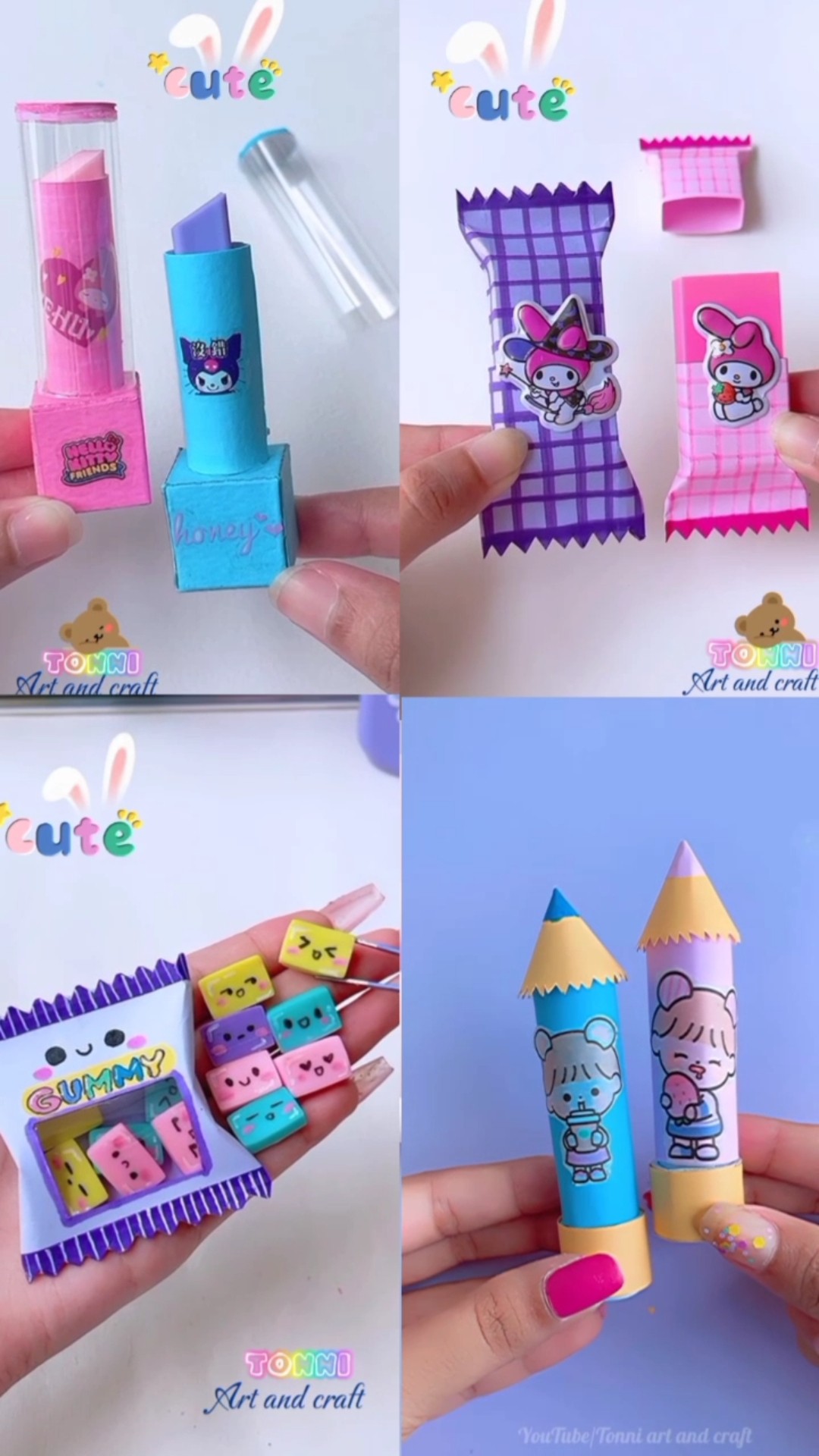4 items DIY pencil eraser ideas #shorts #tonniartandcraft #craft #art #love